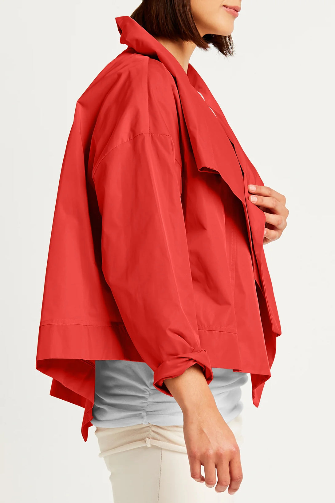 PLANET&nbsp;by Lauren G's Cropped Asymmetrical Jacket Cherry