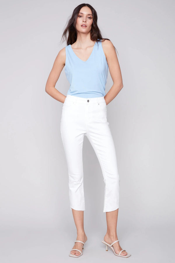 Charlie B's Cropped Bootcut Twill Pants White