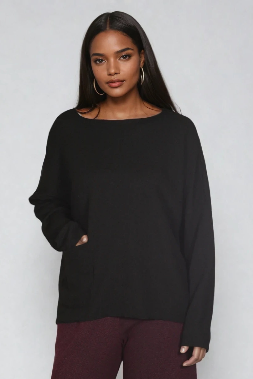 トップス COTTON SILK LOOSE SILHOUETTE PULLOVER Loose Sleeve Hoodie for Women Half Zip V Neck Crop Pullover