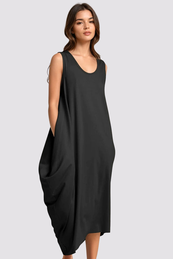 PLANET by Lauren G Waterfall Dress | Pima Cotton Midi Dress