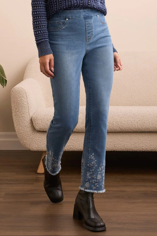  Audrey Textured Stretch Denim Jeans by Tribal 
