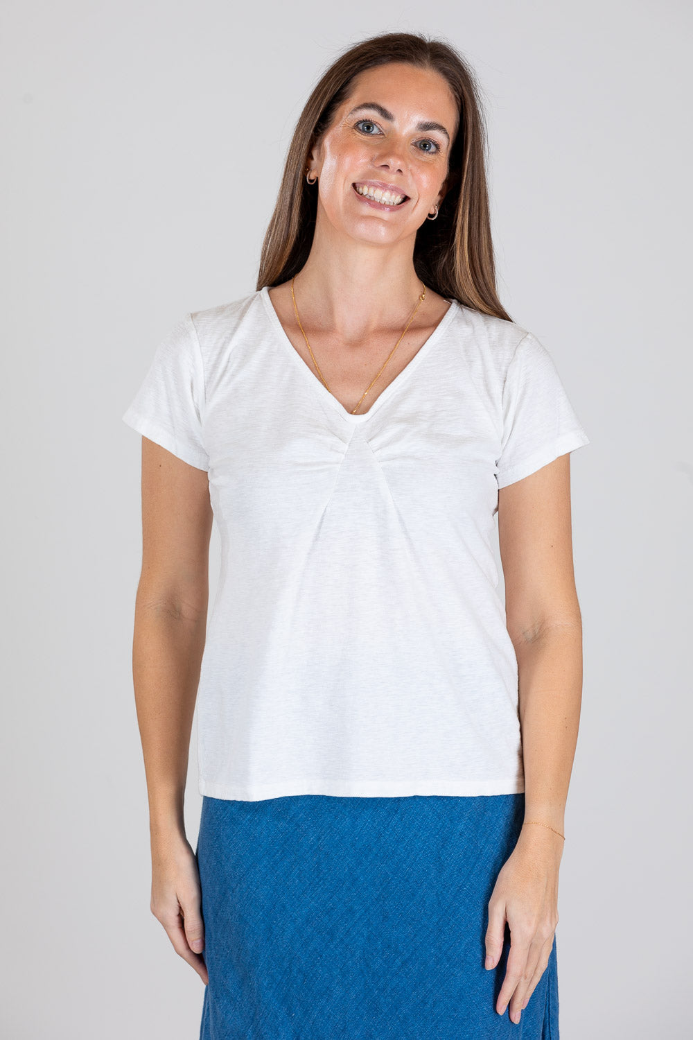 Cut Loose Tuck Front Tee White