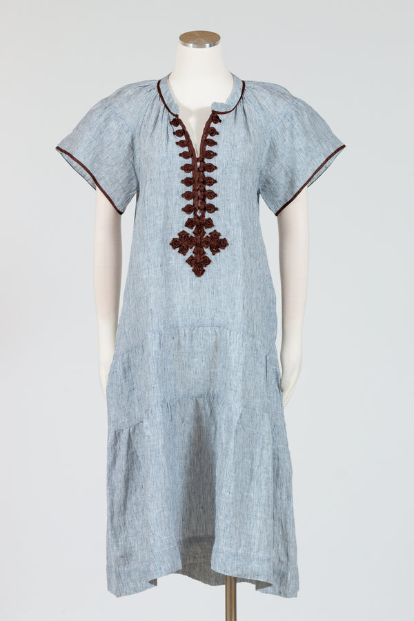 RoseAndRose-Ischia-Dress-Charcoal-Stripe