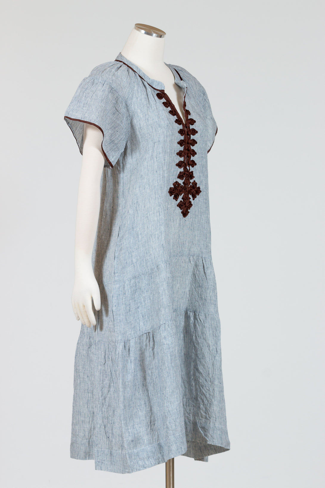 RoseAndRose-Ischia-Dress-Charcoal-Stripe