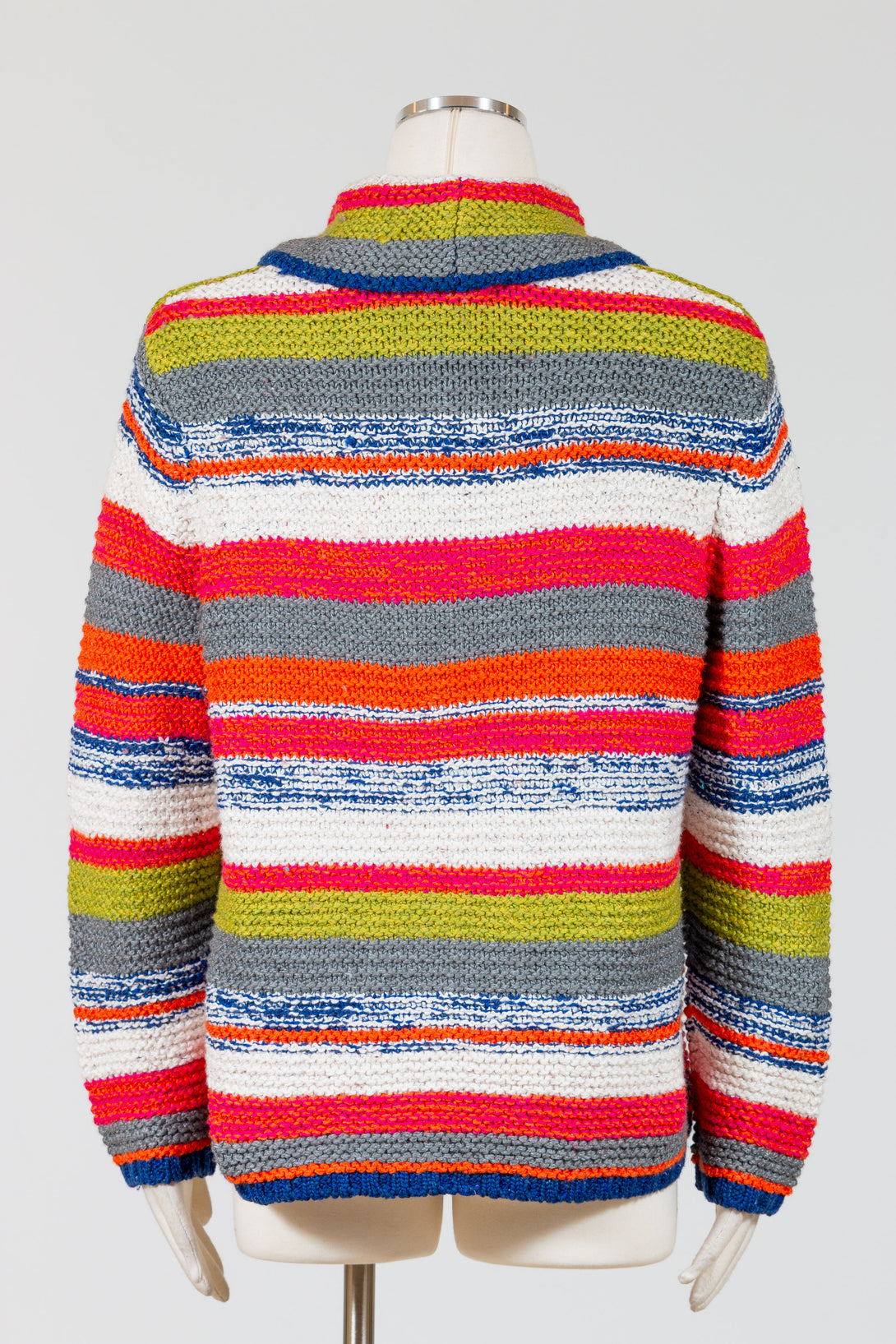Habitat-Womens-Clothing-Carnival-Sweater-CowlNeck-Knit-CottonBlend-Multi-Stripe-Pattern