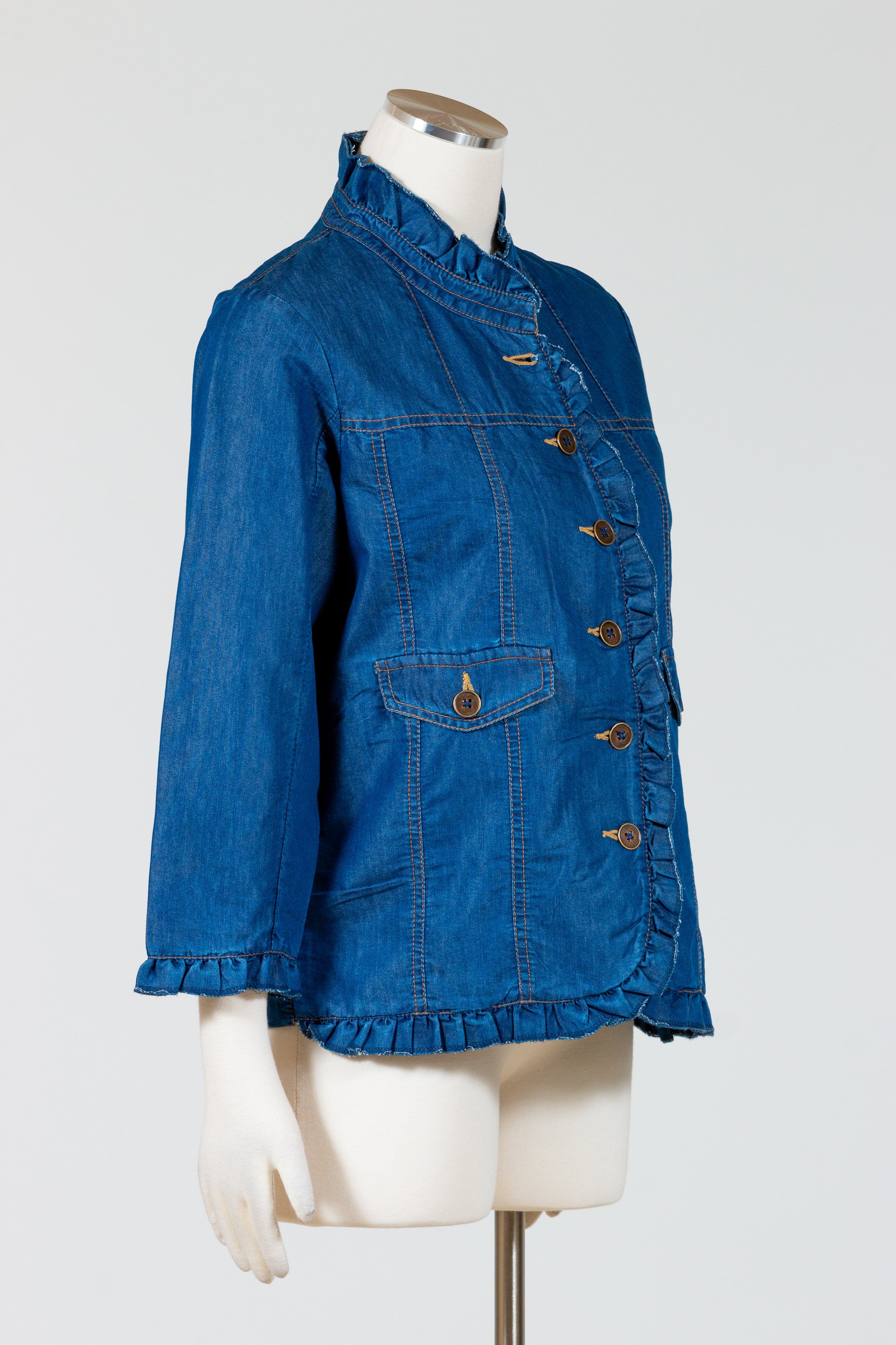 Tulip Sterling Jacket – Ruffle-Trim Denim Jacket | Lissatheshop