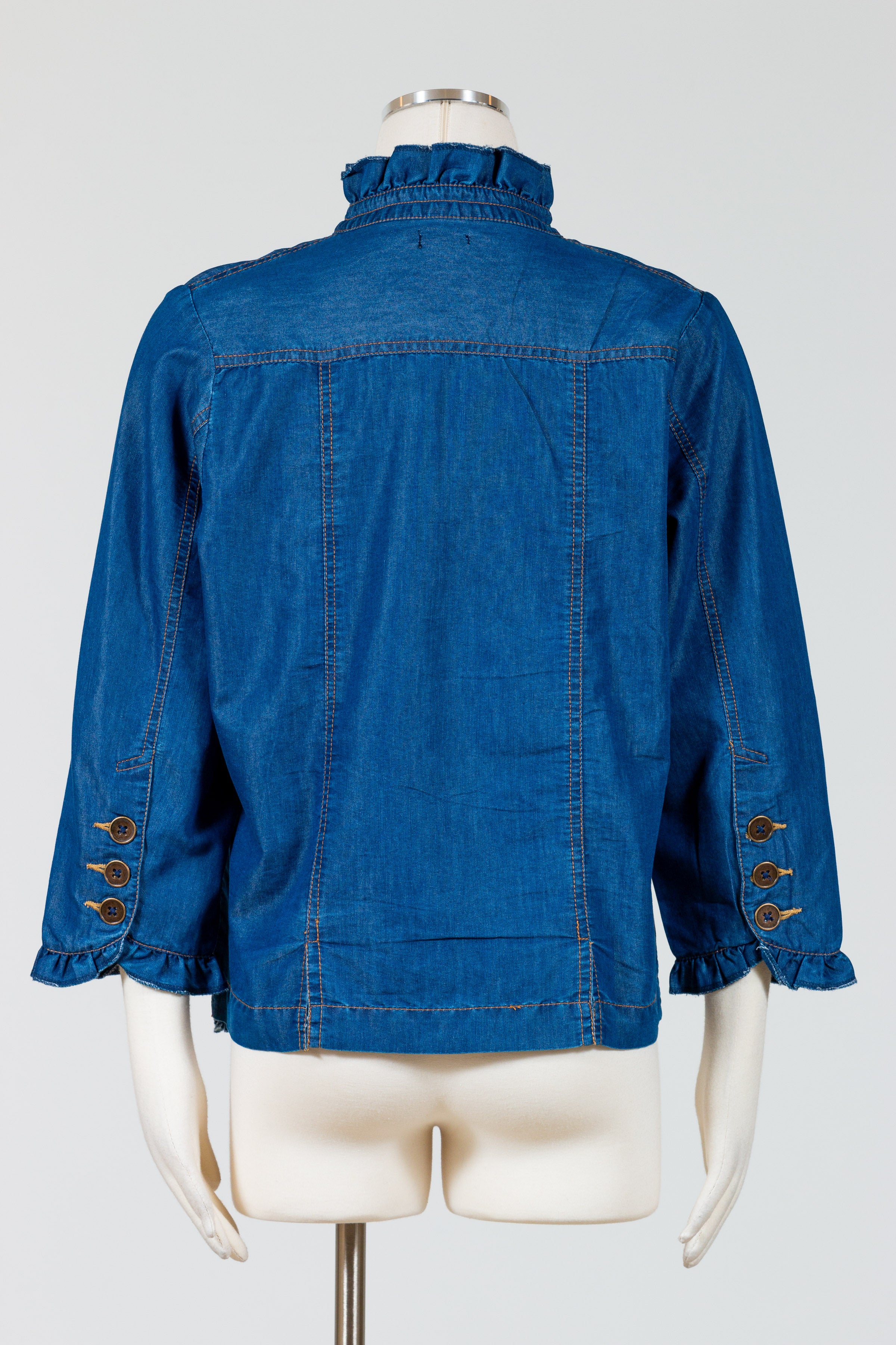 Tulip Sterling Jacket – Ruffle-Trim Denim Jacket | Lissatheshop