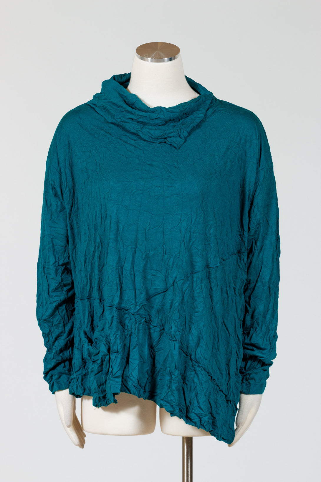 Chalet-Ceci-Womens-Clothing-Brenda-Top-Shirt-Crinkle-Knit-Bamboo-Emerald-Green