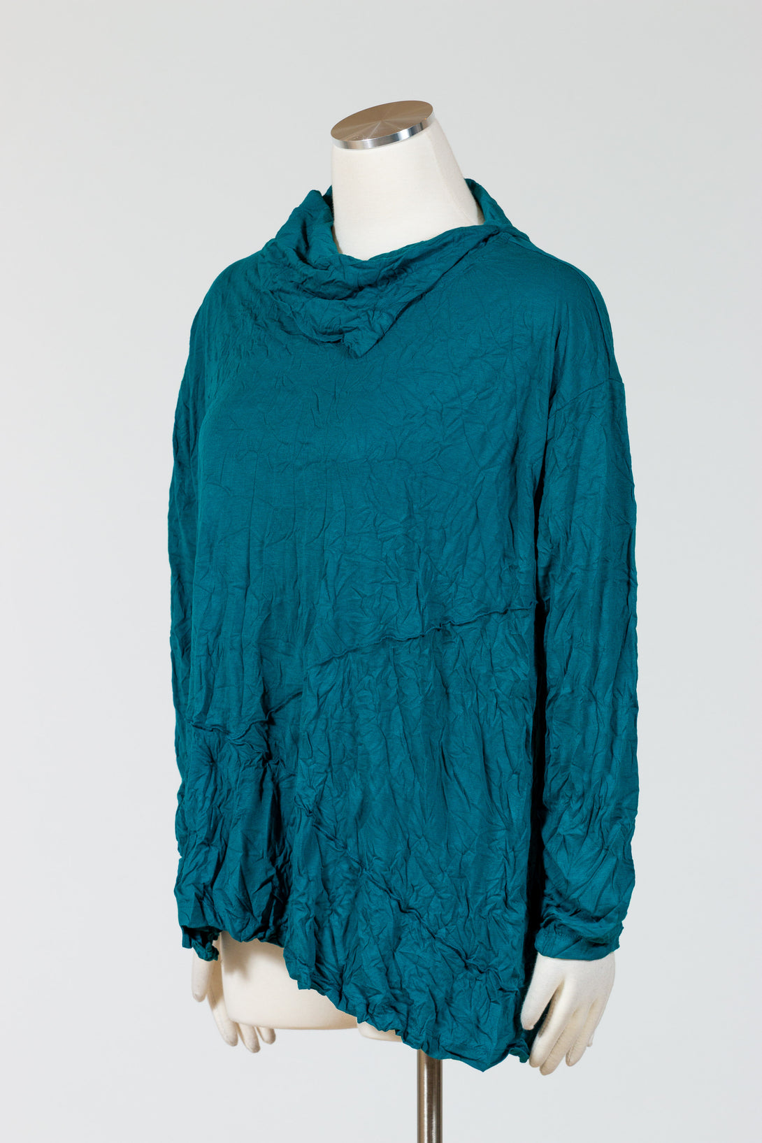 Chalet-Ceci-Womens-Clothing-Brenda-Top-Shirt-Crinkle-Knit-Bamboo-Emerald-Green