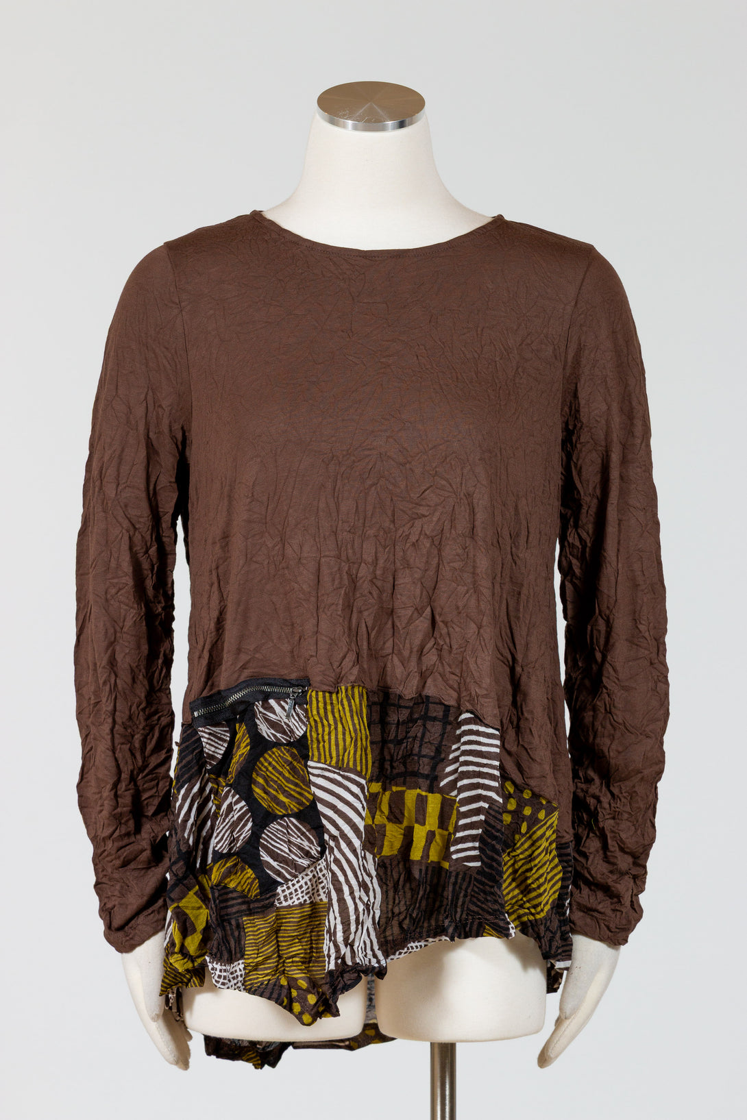 Chalet-Ceci-Womens-Clothing-Tunia-Top-Shirt-Crewneck-Crinkle-Bamboo-Clay-Brown