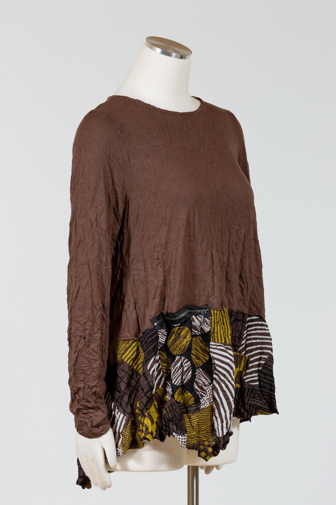 Chalet-Ceci-Womens-Clothing-Tunia-Top-Shirt-Crewneck-Crinkle-Bamboo-Clay-Brown