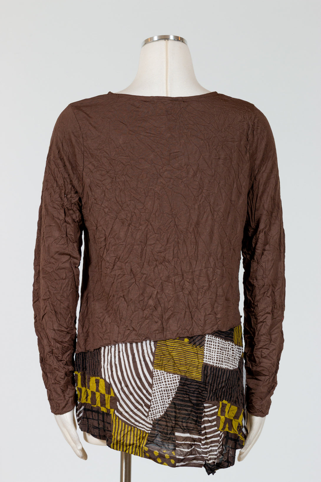 Chalet-Ceci-Womens-Clothing-Tunia-Top-Shirt-Crewneck-Crinkle-Bamboo-Clay-Brown