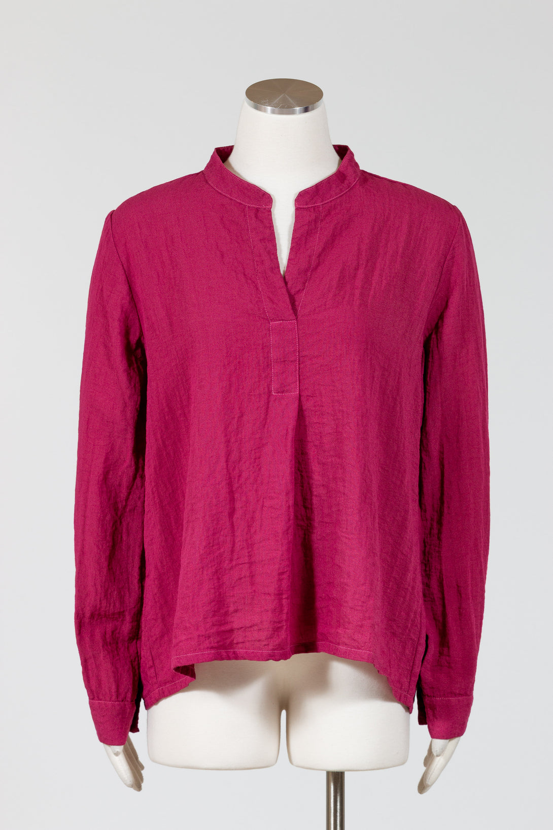 CutLoose-Womens-Clothing-FrontPleat-Top-Shirt-Crinkle-MandarinCollar-Rhubarb-Red