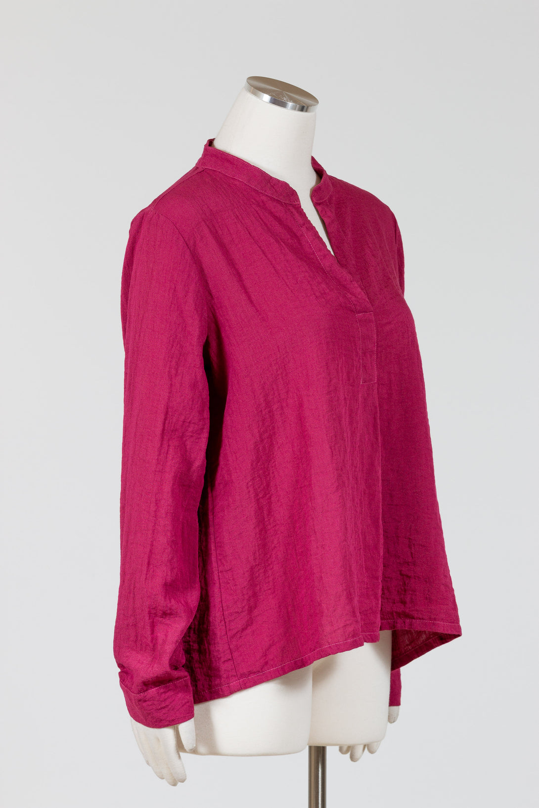 CutLoose-Womens-Clothing-FrontPleat-Top-Shirt-Crinkle-MandarinCollar-Rhubarb-Red