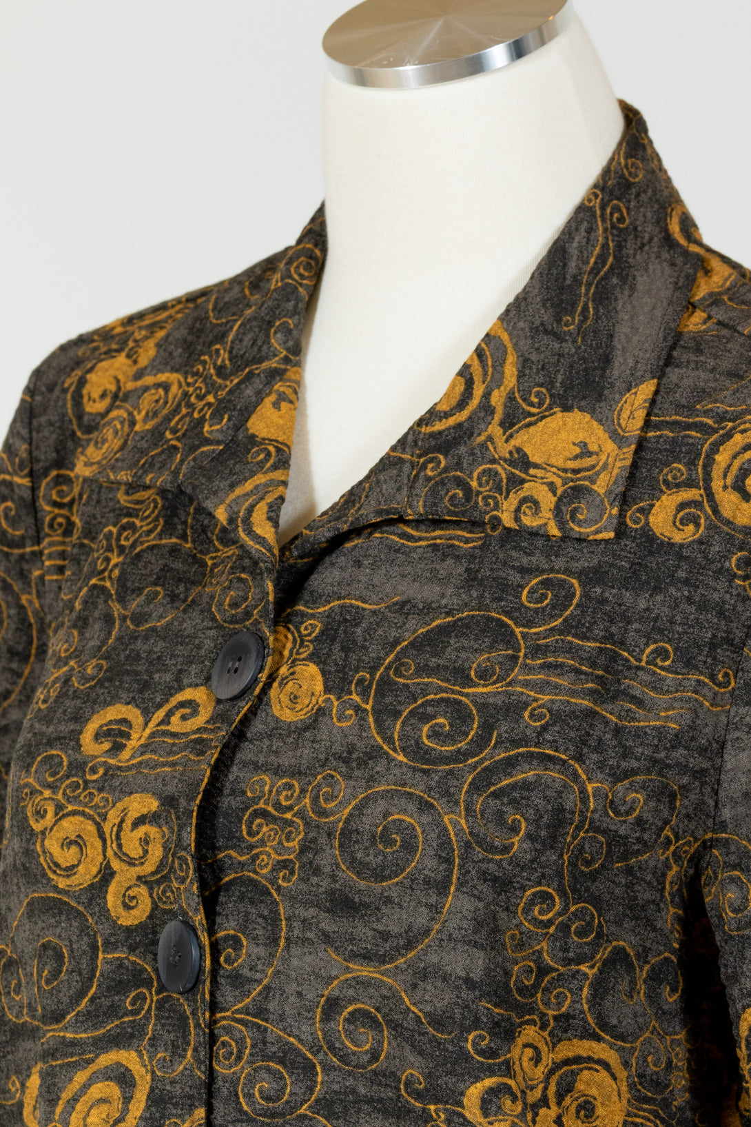 Habitat-Womens-Clothing-Tulip-Swing-Jacket-Stylish-Elegant-Print-Gold-Black