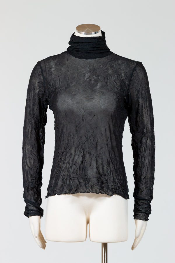 Habitat-Olivia-Womens-Clothing-Ruched-Turtleneck-Mesh-Top-Stretch-Black