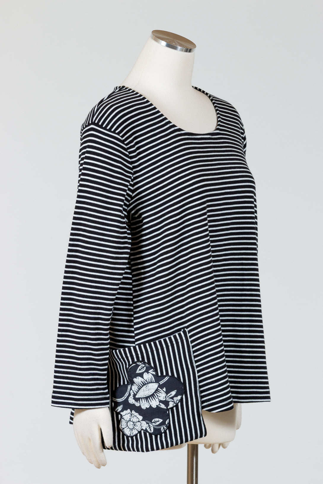 Tulip -Womens-Clothing-Pierre-Top-Tunic-Shirt-Bistro-Noir-Black-White-Stripes