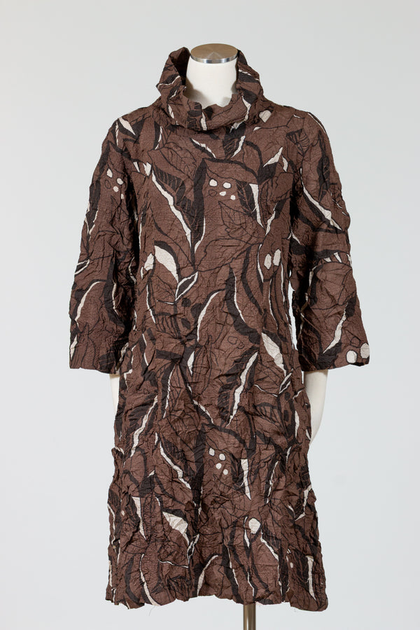 Olivia-Habitat-Womens-Clothing-EasyCowl-Dress-Chocolate-Leaves-Brown-Print
