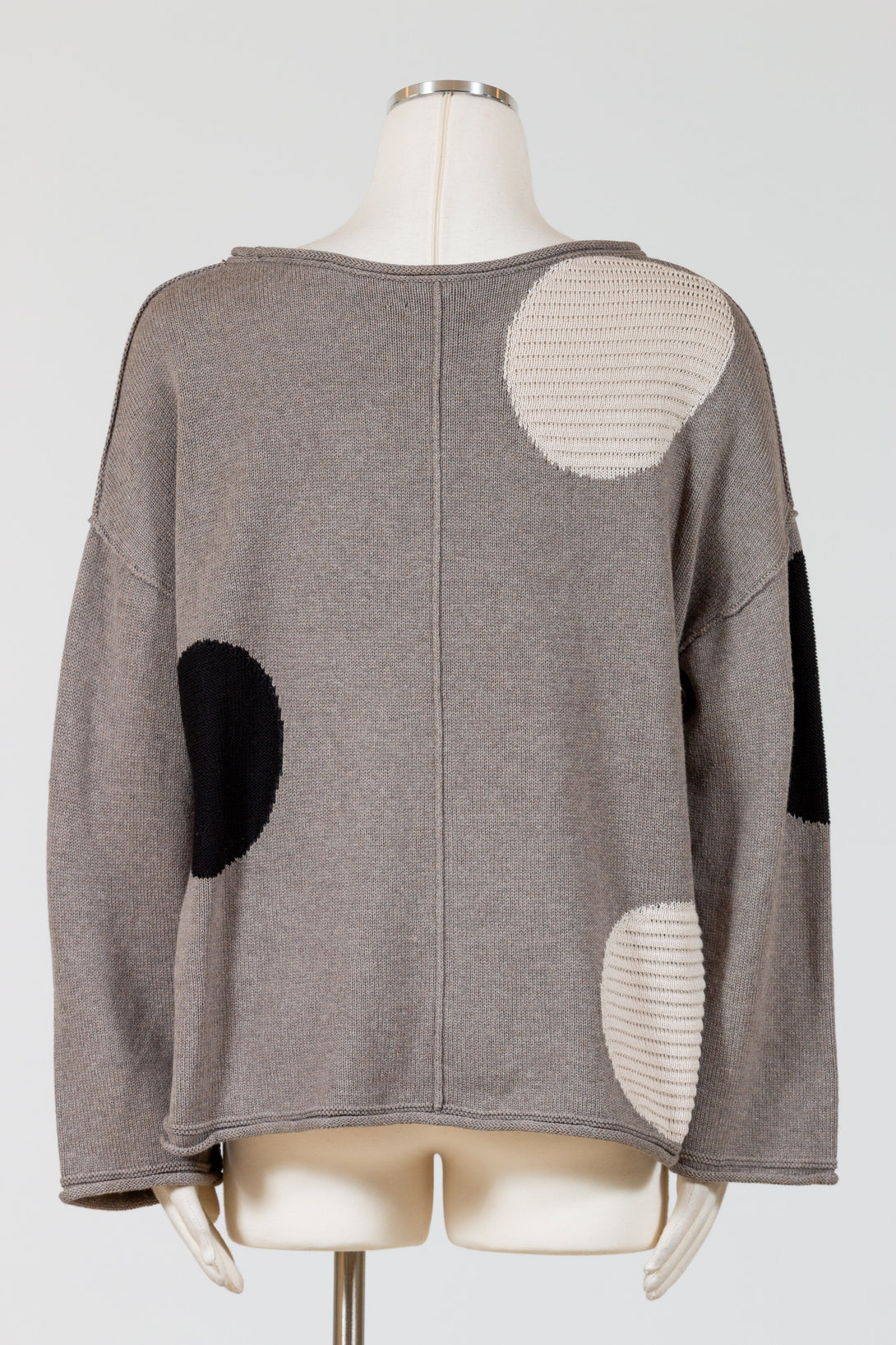 Olivia-Habitat-Womens-Clothing-Circle-Sweater-Pullover-Rockridge-Grey-Dot