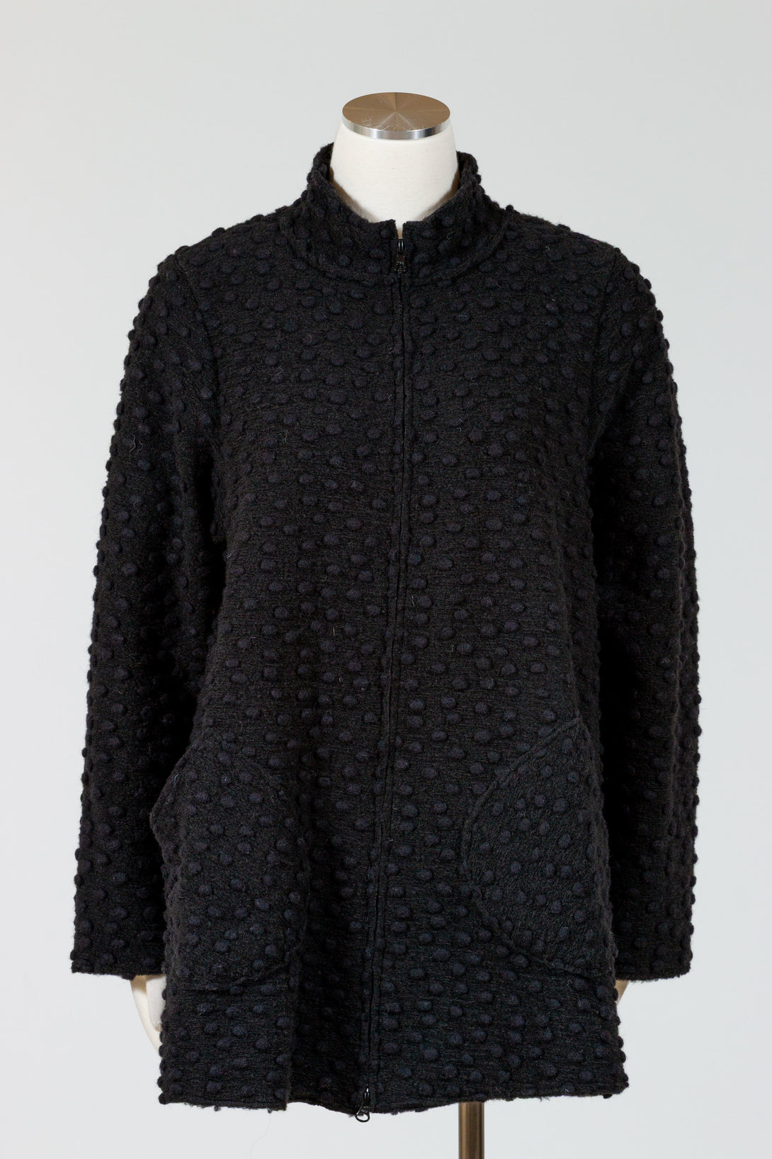 CutLoose-Womens-Clothing-Zip-Swing-Jacket-Polka-Dot-Black