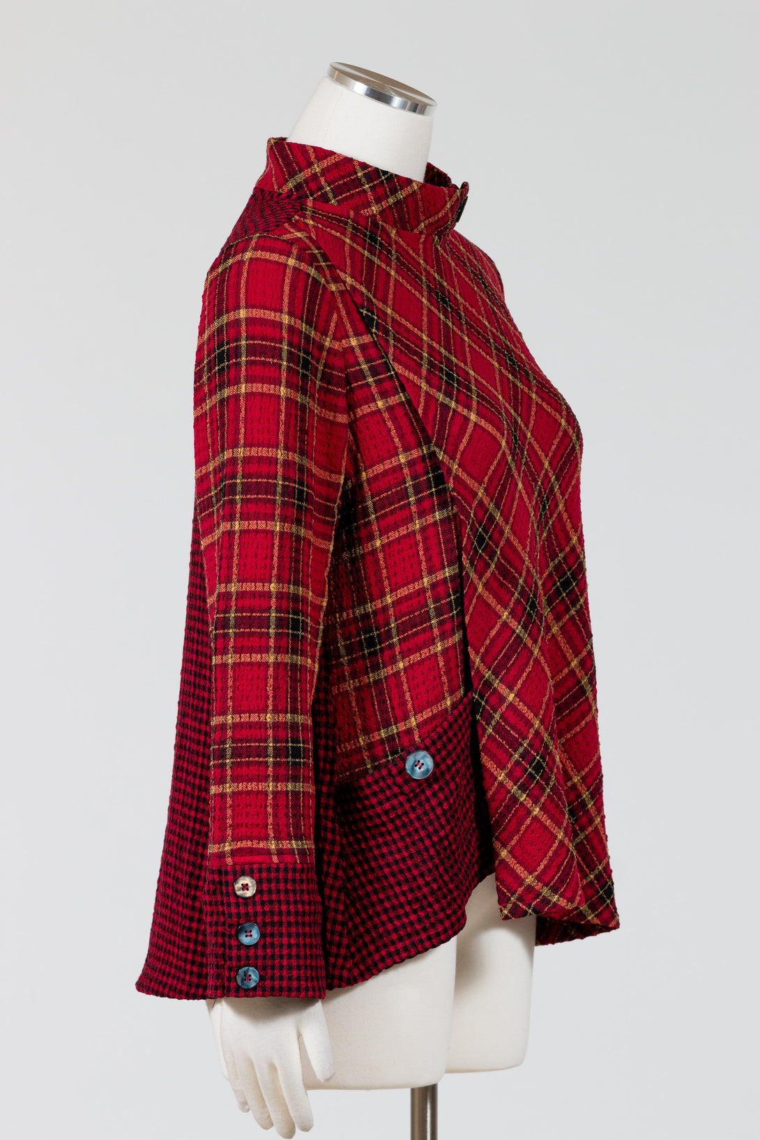 Habitat-Womens-Clothing-Top-Tunic-Asymmetrical-Casual-Modern-Playful-Plaid-Scarlet-Red