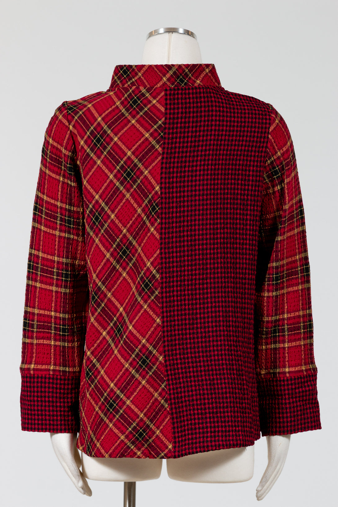 Habitat-Womens-Clothing-Top-Tunic-Asymmetrical-Casual-Modern-Playful-Plaid-Scarlet-Red