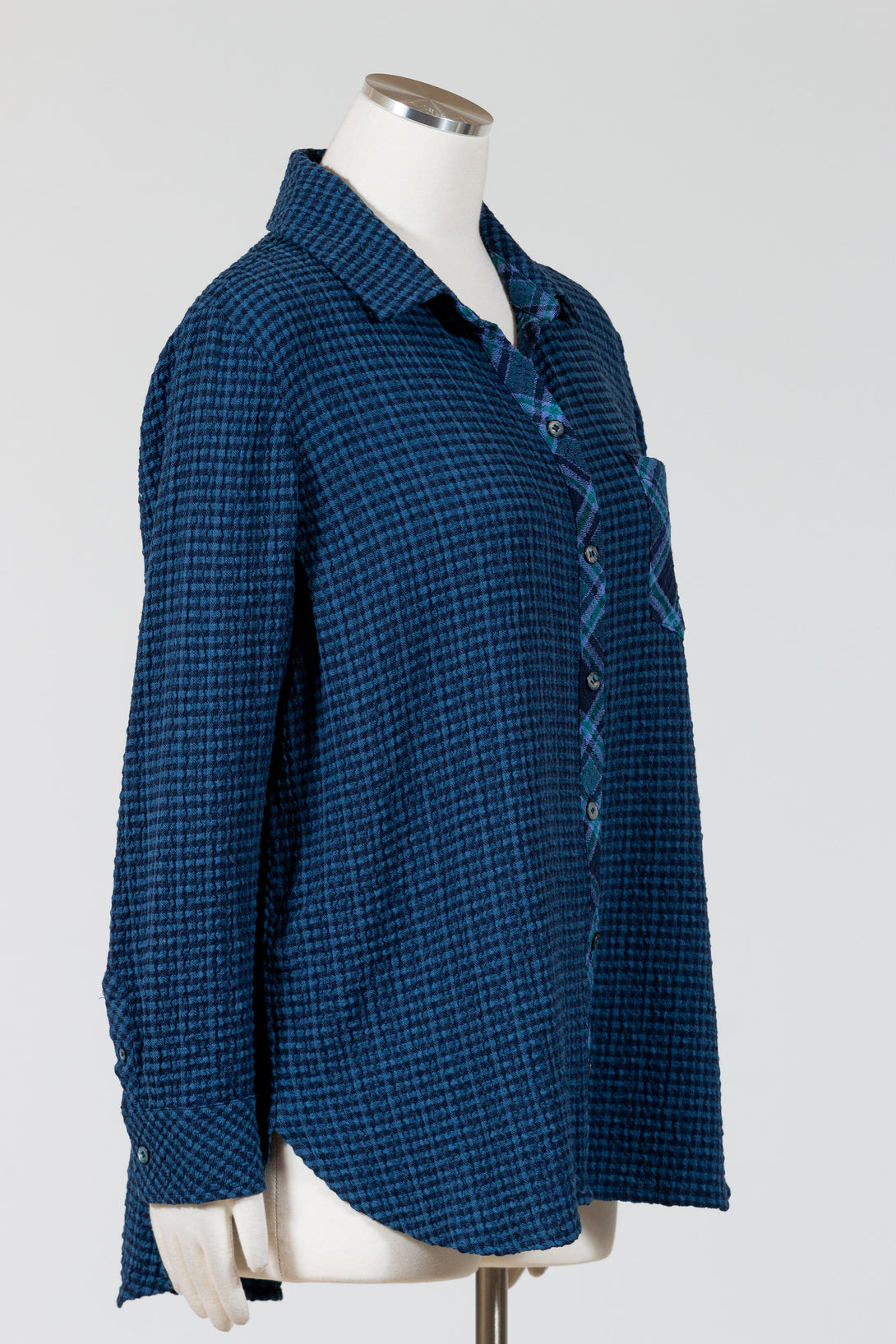 Habitat-Womens-Clothing-Top-Tunic-Shirt-Boyfriend-Pocket-Crinkled-Spandex-Classic-Lightweight-Navy-Blue