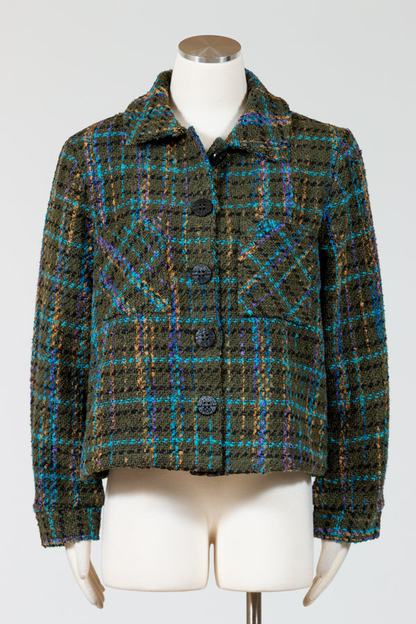 Habitat-Womens-Clothing-Top-Shacket-Jacket-Plaid-Avocado-Green