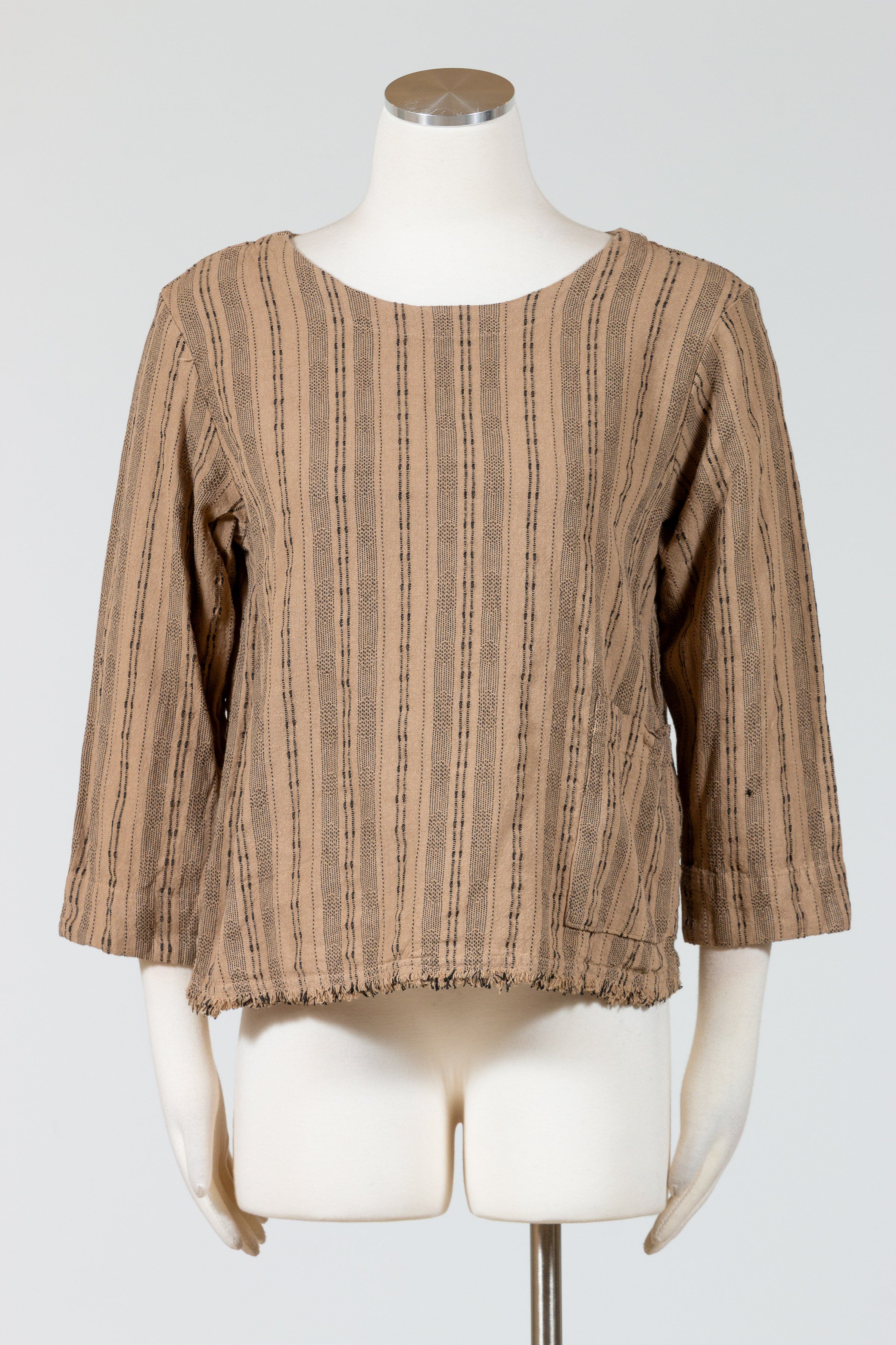 Cut Loose Pocket Shell – Pinstripe Linen, Bark | lissatheshop.com