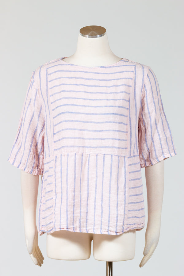 cut loose patch dress Cut Loose Patch Dress Linen Stripe Bellflower | Sleeveless Dress