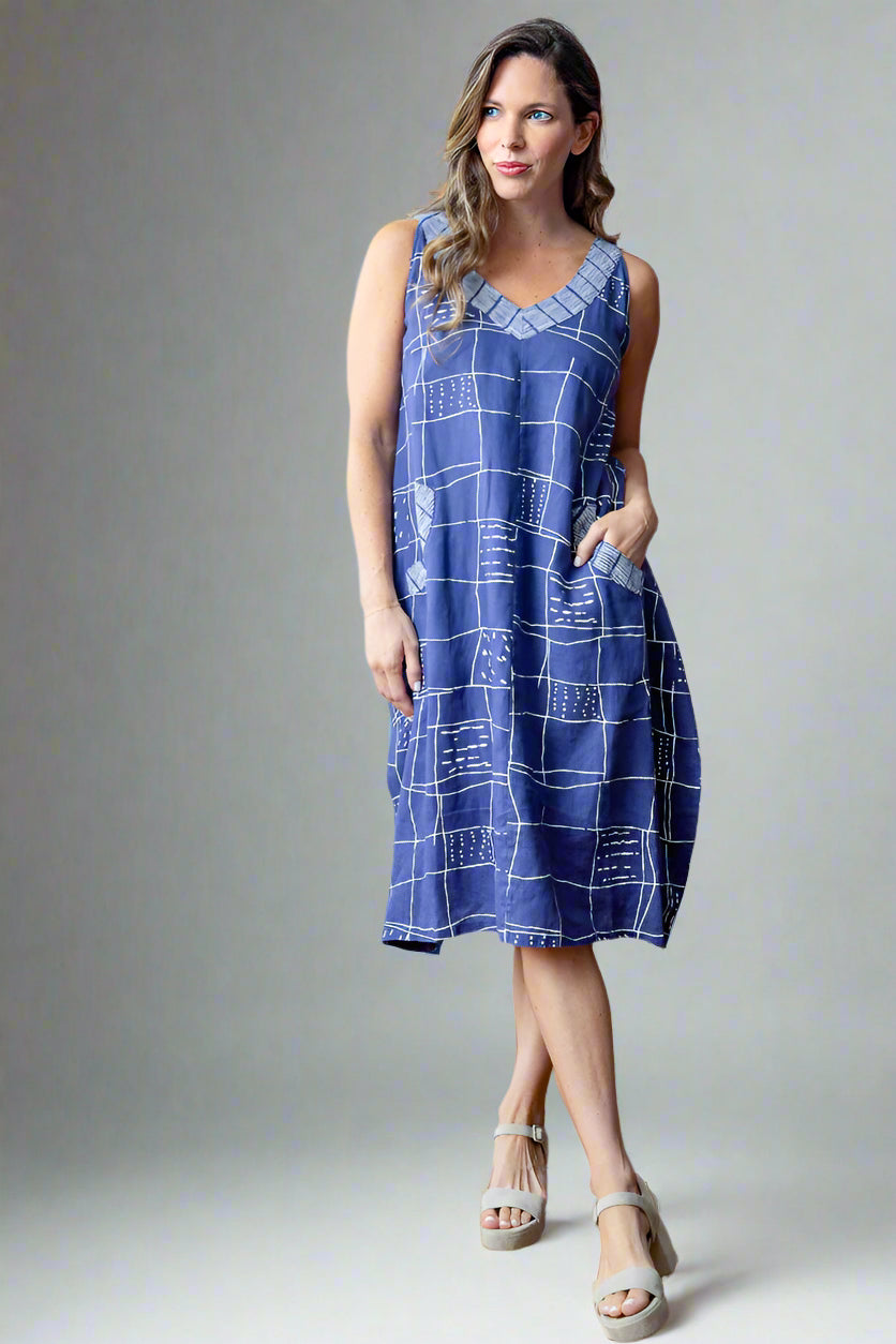 Olivia by Habitat Grid Museum Dress | Printed Linen Dress | lissatheshop.com Dusk / S , Lissa The Shop Olivia by Habitat Grid Museum Dress | Printed Linen Dress | lissatheshop.com Dusk / S , Lissa The Shop