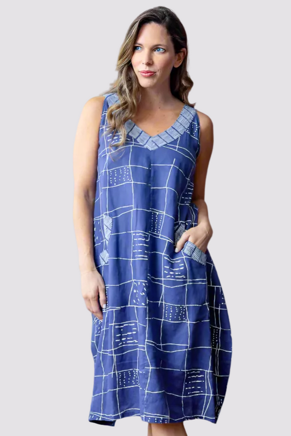 Olivia by Habitat Grid Museum Dress | Printed Linen Dress | lissatheshop.com Dusk / S , LISSA the Shop Olivia by Habitat Grid Museum Dress | Printed Linen Dress | lissatheshop.com Dusk / S , LISSA the Shop