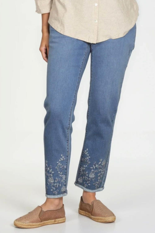 Audrey Pull On Embroidered Jeans