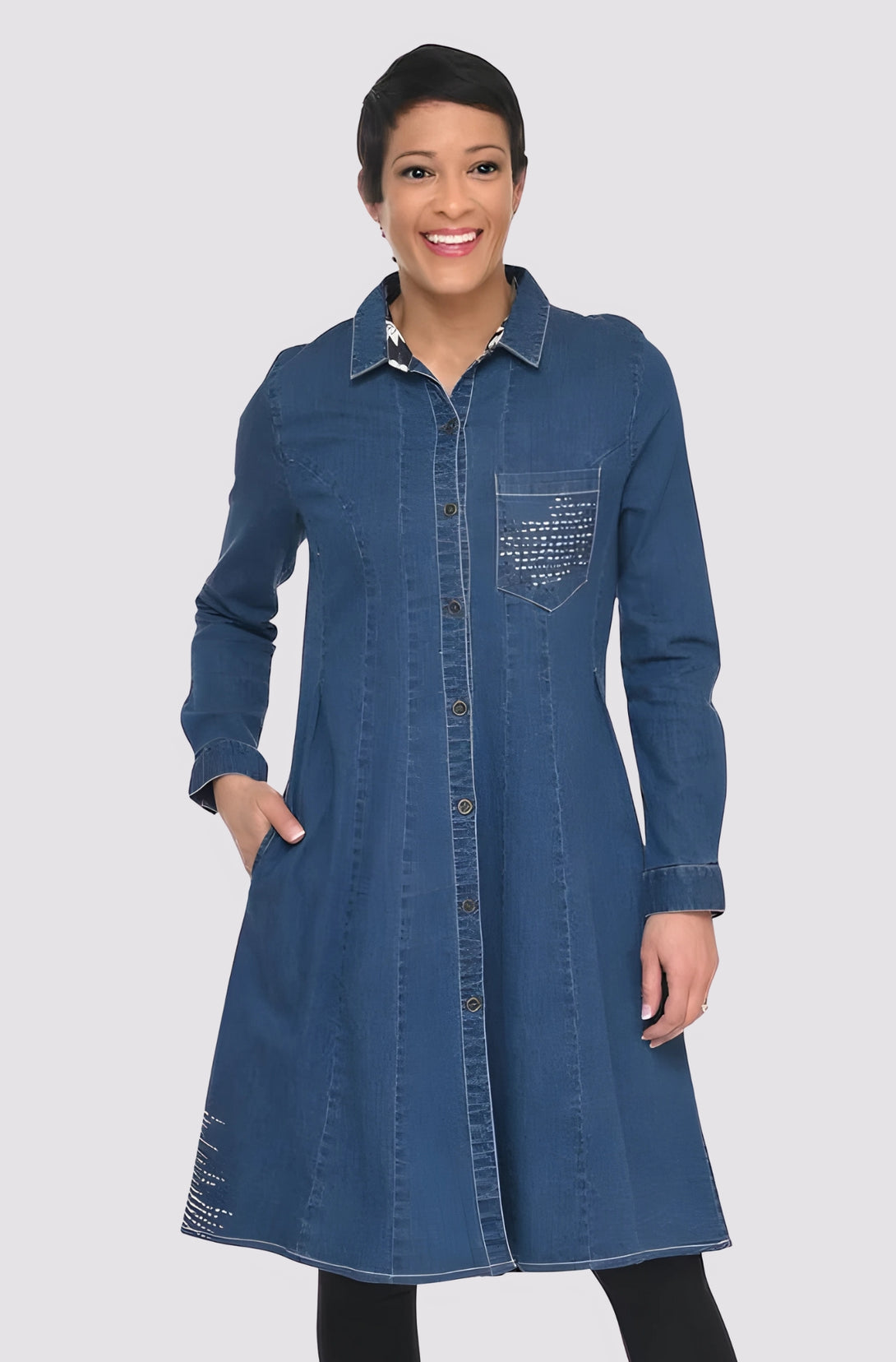 elsa dress long sleeve Tulip Denim Shirt – A-Line Button-Down – LISSA the Shop, LLC Blues are phasing out, Long sleeves GUEST Vest Size:X-SMALL