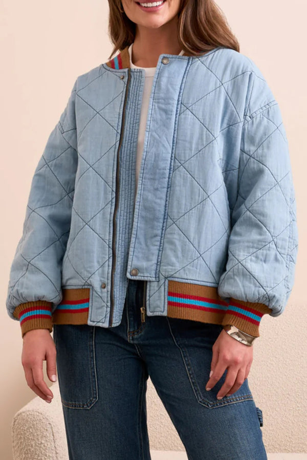 Tribals Quilted Denim Bomber Out of the Blue