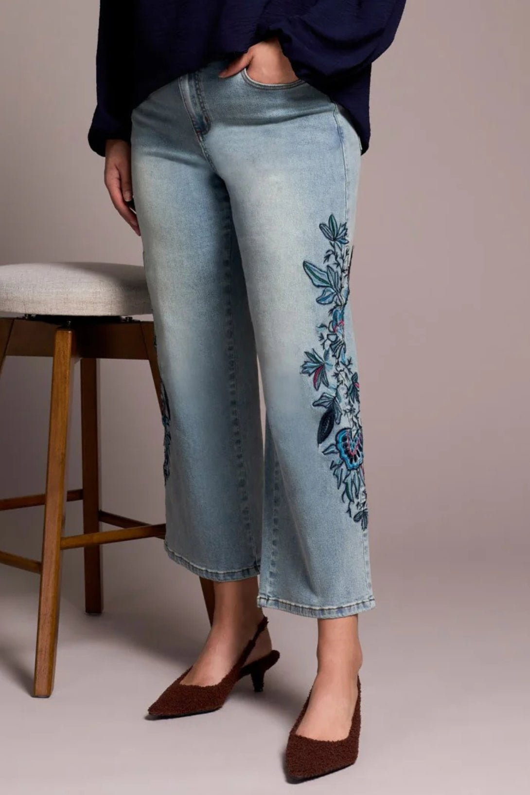 Tribal's Audrey Super Straight Embroidered Jeans