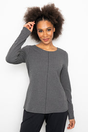 Liv by Habitat Ruched Sleeve Tee (Knit Jersey) {Charcoal/Black}