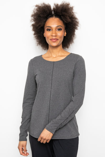Liv by Habitat Ruched Sleeve Tee (Knit Jersey) {Charcoal/Black}
