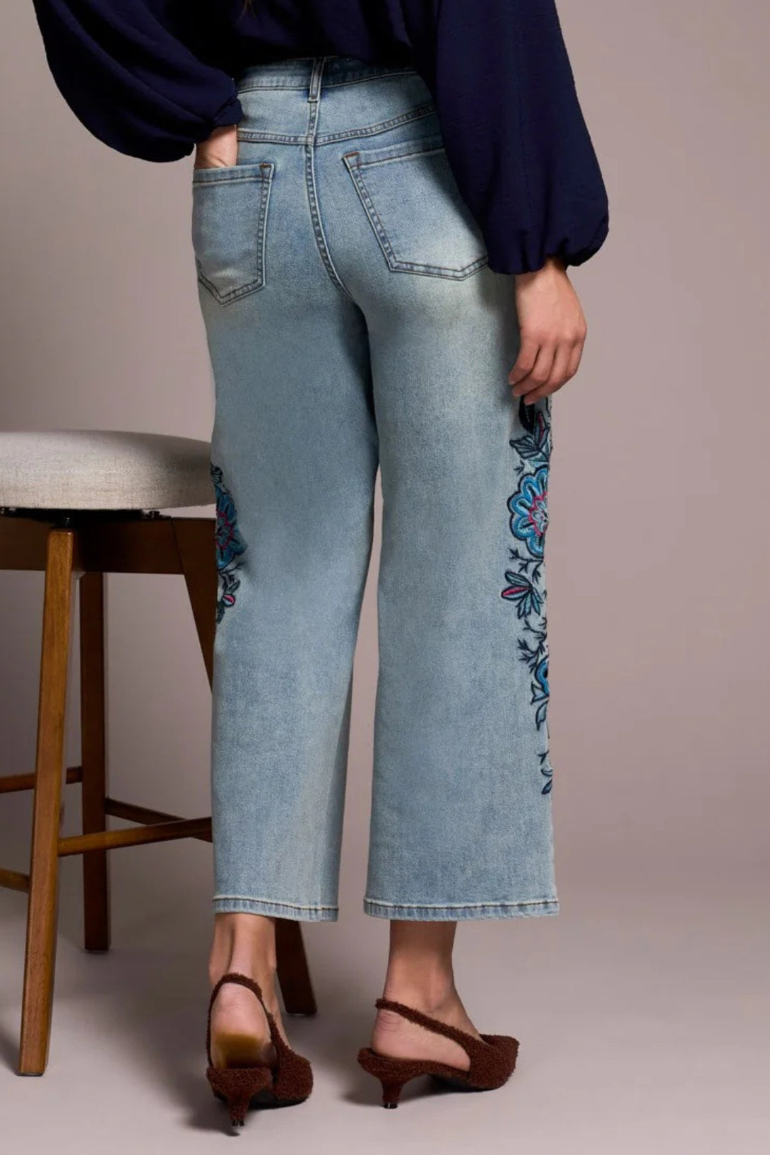 Tribal's Audrey Super Straight Embroidered Jeans