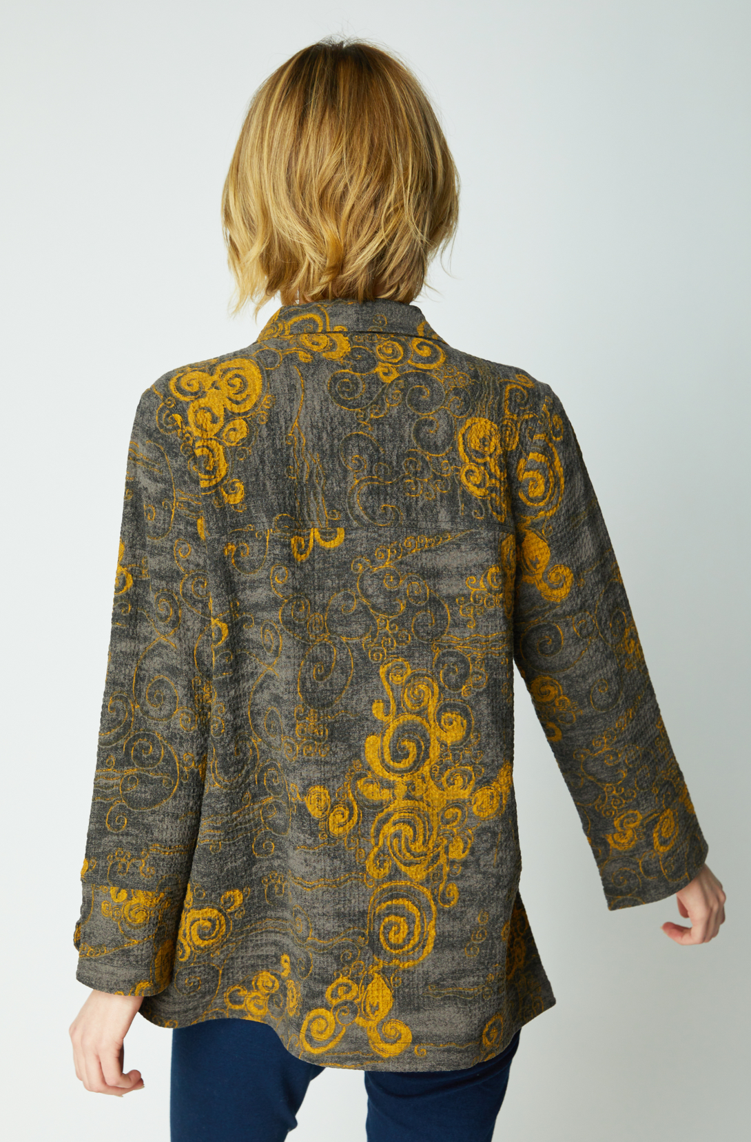 Habitat-Womens-Clothing-Tulip-Swing-Jacket-Stylish-Elegant-Print-Gold-Black