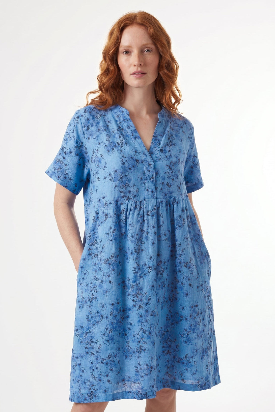 Cut Loose Patch Relaxed Cap Sleeve Dress | Floral Linen