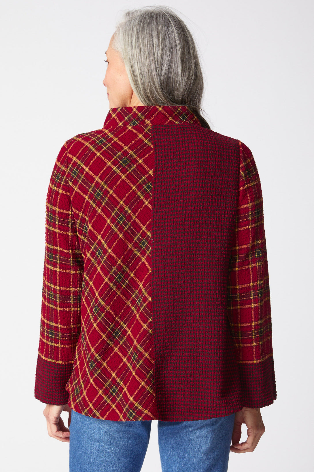 Habitat-Womens-Clothing-Top-Tunic-Asymmetrical-Casual-Modern-Playful-Plaid-Scarlet-Red