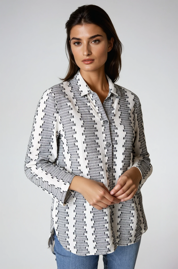 Embroidered Wrap Around Shirt