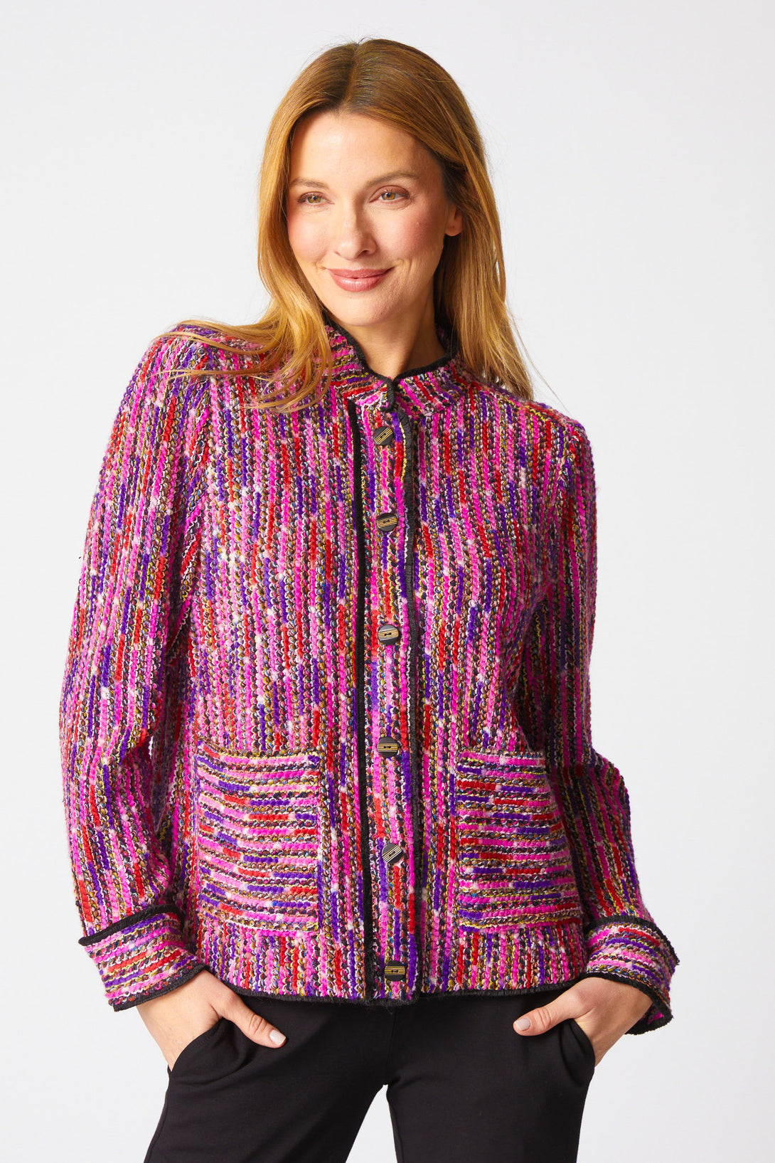 Habitat-Womens-Clothing-Top-Jacket-Fringe-Multi-Red-Pink-Purple