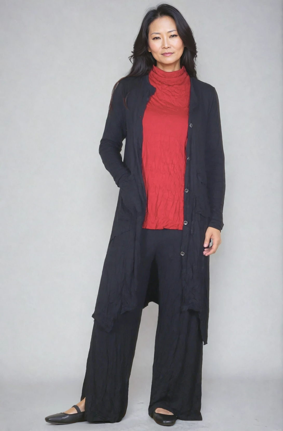 Chalet-Ceci-Womens-Clothing-Rosie-Jacket-Topper-Crinkle-Knit-Bamboo-Black