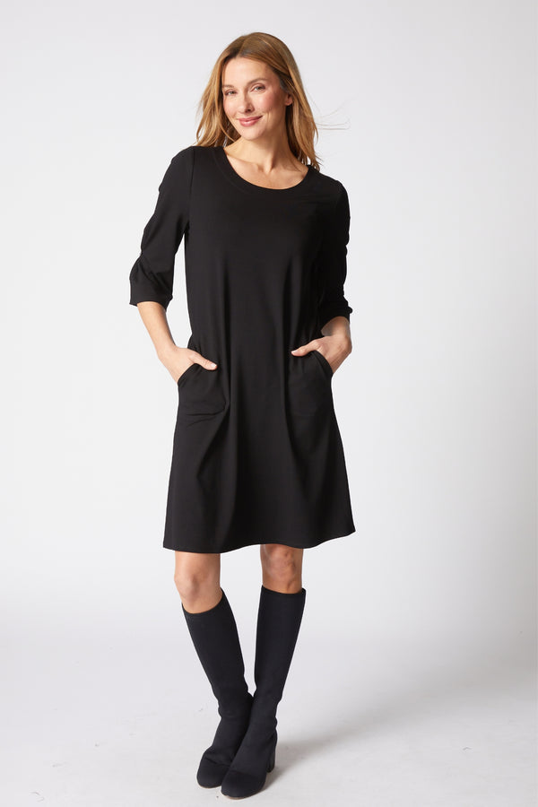 Habitat-Escape-Womens-Clothing-City-Dress-LittleBlackDress-Knit-Jersey-Modal-Spandex-Black