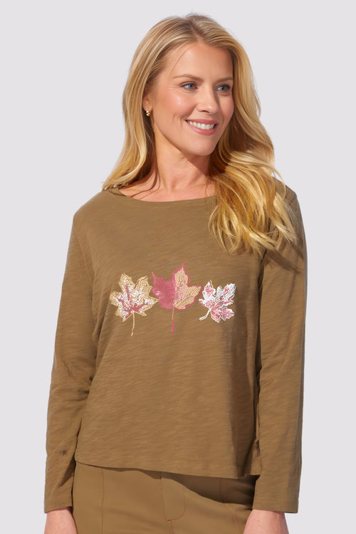 Boxy Tee, Stamped Foliage