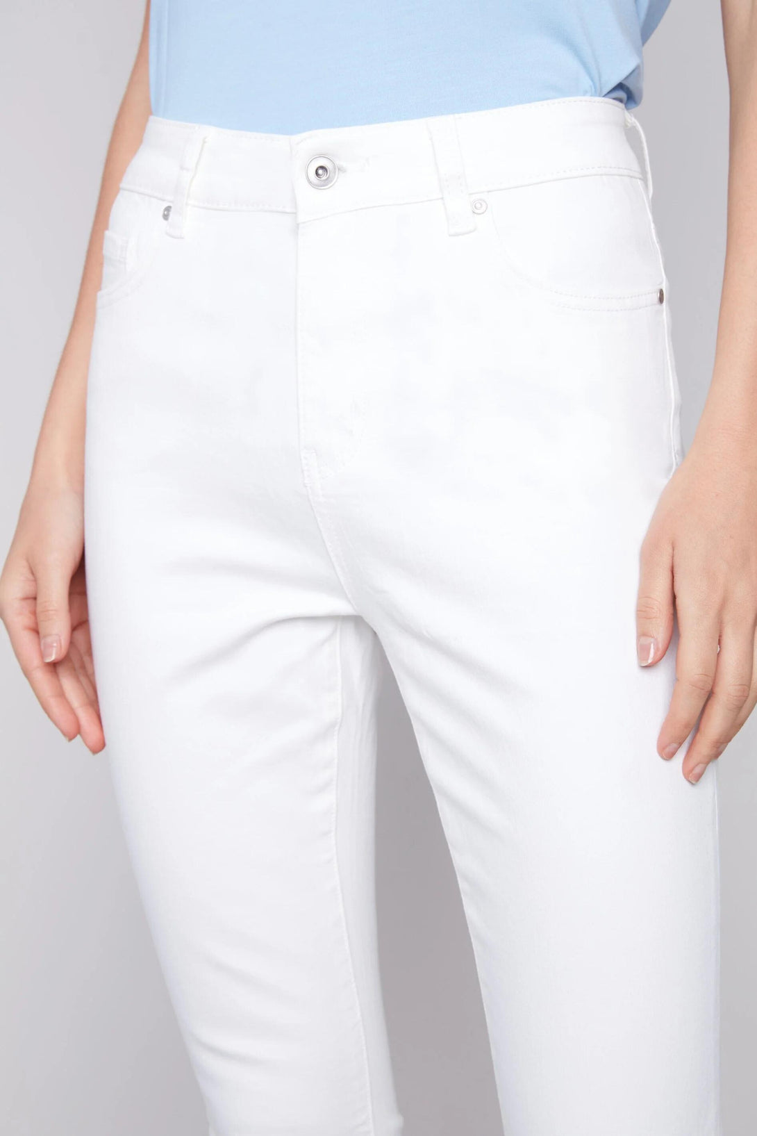 Charlie B's Cropped Bootcut Twill Pants White