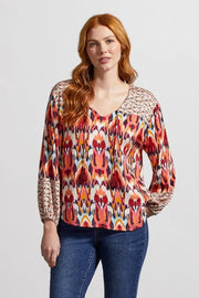 Tribal Challis Blouse (Woven) {Earth Red}