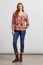 Tribal Challis Blouse (Woven) {Earth Red}